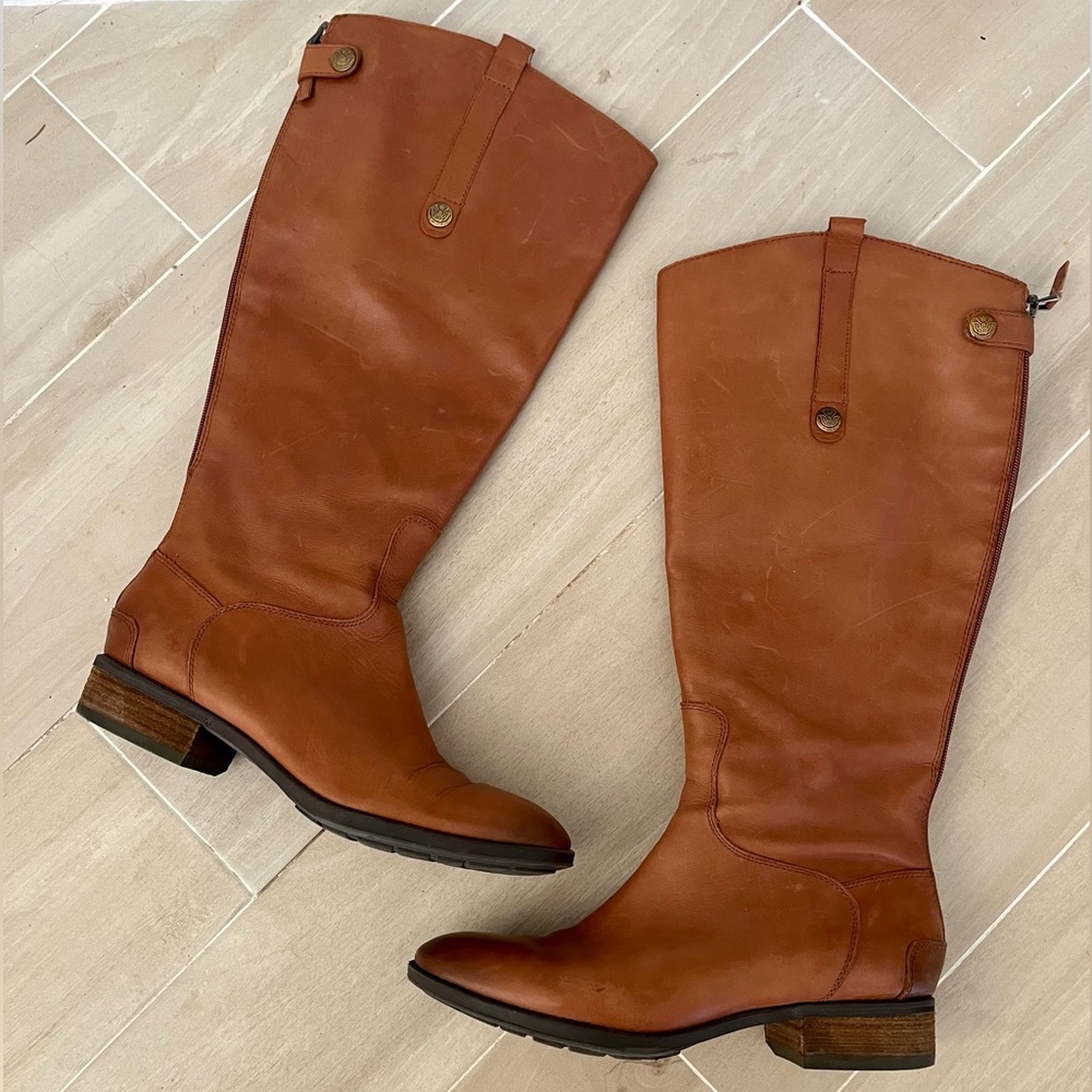 Sam Elderman Penny Leather Knee-High Riding Boots Size 9 Wide